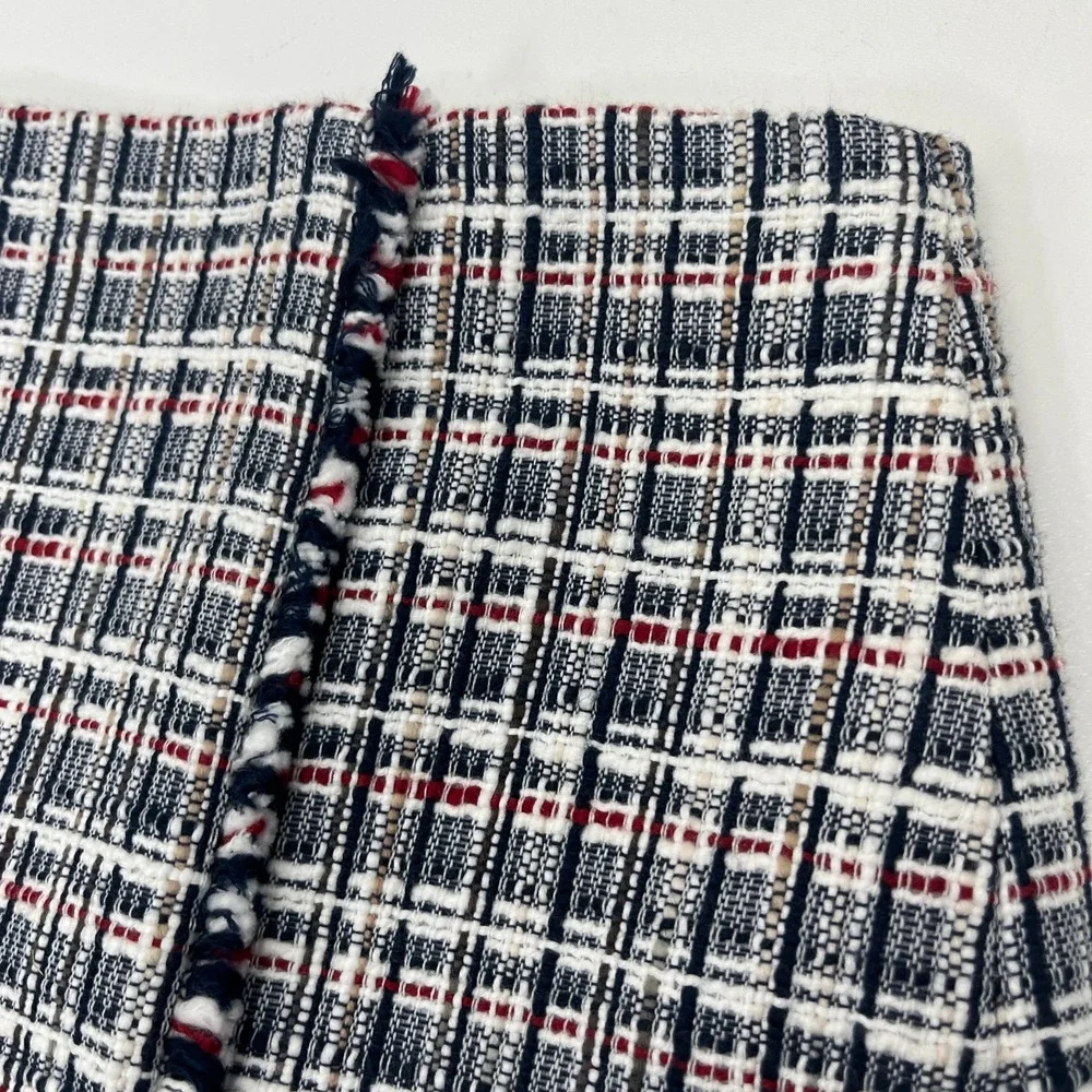 J.Crew NWT‎ Tweed Pencil Skirt Sz 10 Red White Blue Plaid Preppy
